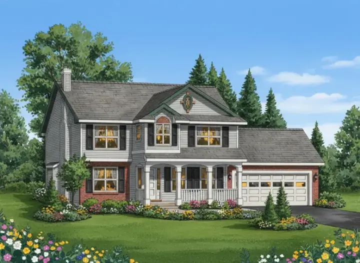 Country house plans 40-496 - front exterior, 2,002 sq ft, 4 bed, 2 bath house plans | Monster House Plans