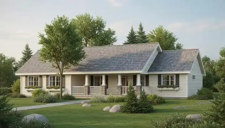 Ranch house plans 40-500 - front exterior, 2,022 sq ft, 3 bed, 2 bath house plans | Monster House Plans