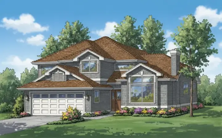Traditional house plans 40-508 - front exterior, 2,072 sq ft, 4 bed, 2 bath house plans | Monster House Plans