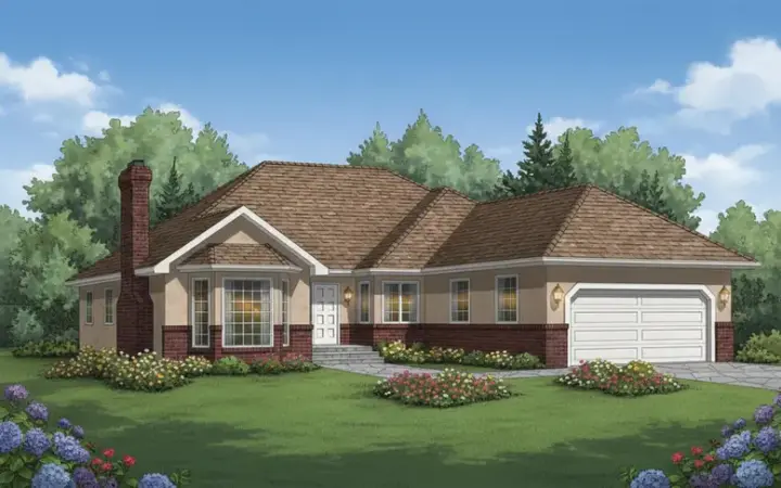 Traditional house plans 40-513 - front exterior, 2,100 sq ft, 4 bed, 2 bath house plans | Monster House Plans