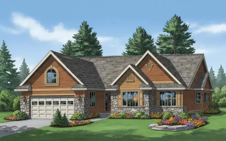 Traditional house plans 40-514 - front exterior, 2,106 sq ft, 4 bed, 2 bath house plans | Monster House Plans