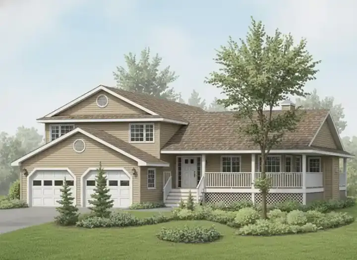 Traditional house plans 40-523 - front exterior, 2,162 sq ft, 5 bed, 2 bath house plans | Monster House Plans