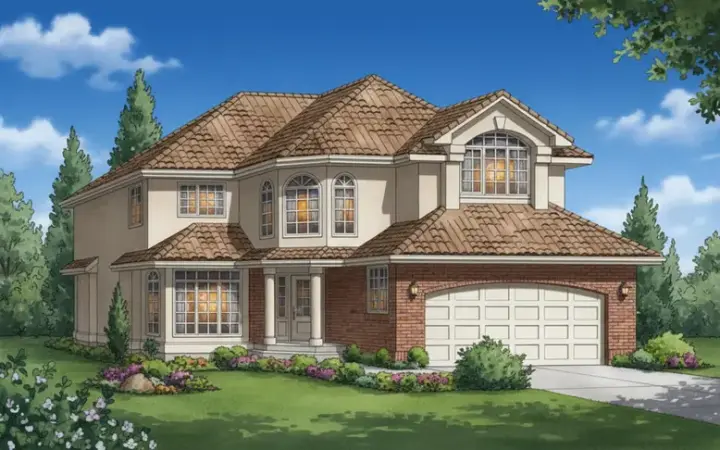Mediterranean house plans 40-529 - front exterior, 2,216 sq ft, 4 bed, 2 bath house plans | Monster House Plans