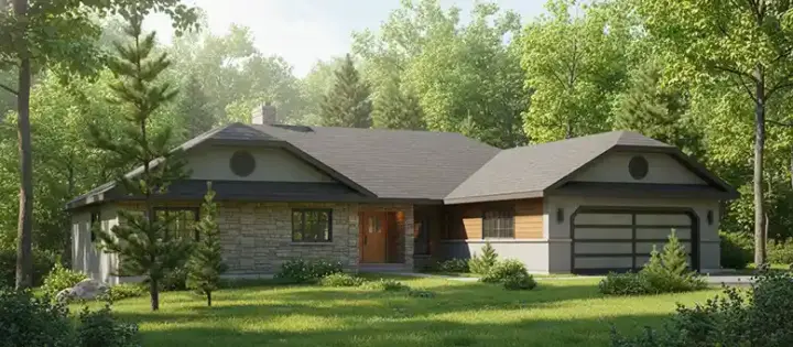 Traditional house plans 40-537 - front exterior, 2,288 sq ft, 4 bed, 2 bath house plans | Monster House Plans