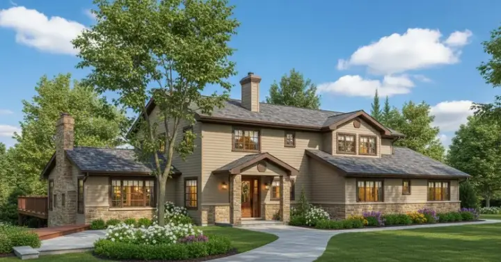 Traditional house plans 40-540 - front exterior, 2,341 sq ft, 4 bed, 2 bath house plans | Monster House Plans