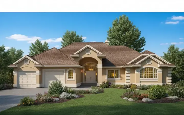 Southwest house plans 40-545 - front exterior, 2,367 sq ft, 2 bed, 2 bath house plans | Monster House Plans