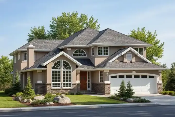 Traditional house plans 40-546 - front exterior, 2,374 sq ft, 5 bed, 2 bath house plans | Monster House Plans