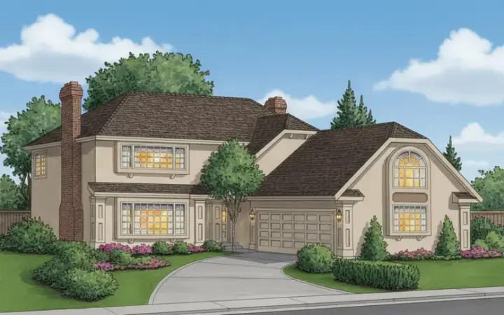 Mediterranean house plans 40-547 - front exterior, 2,376 sq ft, 4 bed, 2 bath house plans | Monster House Plans