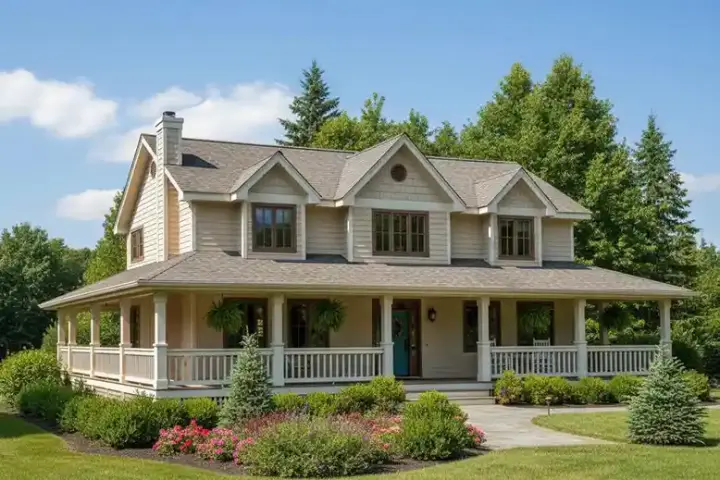 Country house plans 40-549 - front exterior, 2,388 sq ft, 5 bed, 2 bath house plans | Monster House Plans