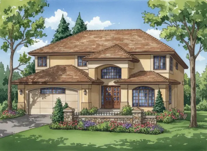 Southwest house plans 40-551 - front exterior, 2,393 sq ft, 3 bed, 2 bath house plans | Monster House Plans