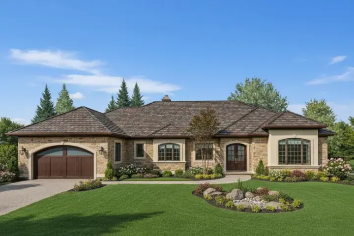 Southwest house plans 40-567 - front exterior, 2,550 sq ft, 2 bed, 2 bath house plans | Monster House Plans