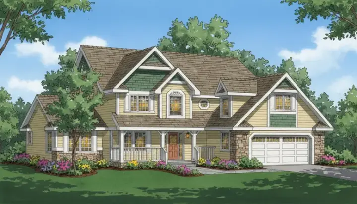 Country house plans 40-571 - front exterior, 2,627 sq ft, 4 bed, 2 bath house plans | Monster House Plans