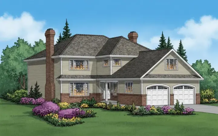 Traditional house plans 40-578 - front exterior, 2,717 sq ft, 5 bed, 2 bath house plans | Monster House Plans