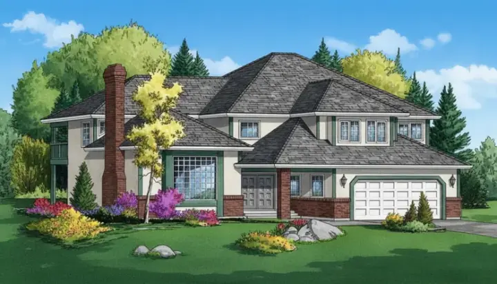 Northwest house plans 40-579 - front exterior, 2,729 sq ft, 4 bed, 2 bath house plans | Monster House Plans