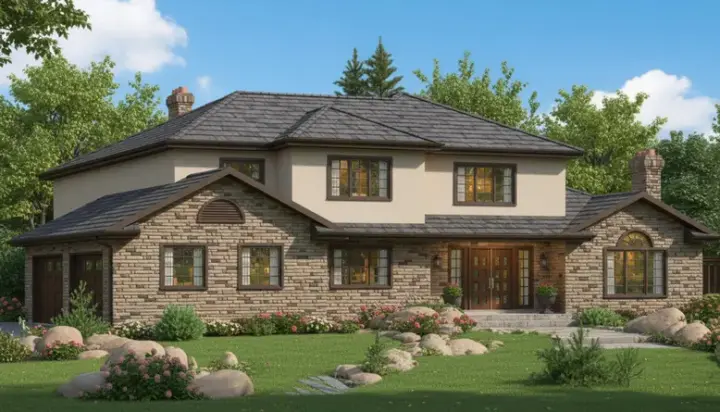 Traditional house plans 40-585 - front exterior, 3,009 sq ft, 4 bed, 2 bath house plans | Monster House Plans