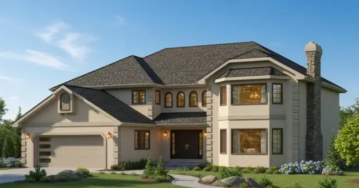 European house plans 40-586 - front exterior, 3,089 sq ft, 4 bed, 3 bath house plans | Monster House Plans