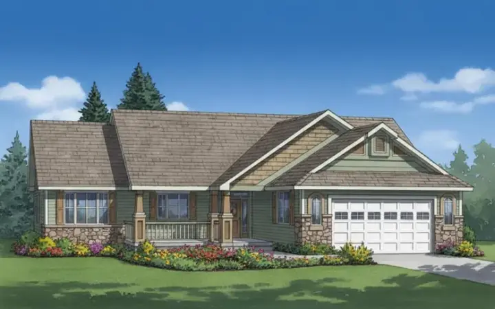Traditional house plans 40-599 - front exterior, 1,863 sq ft, 2 bed, 2 bath house plans | Monster House Plans