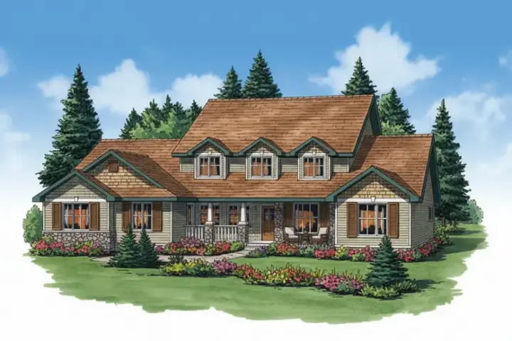 Country house plans 40-600 - front exterior, 3,377 sq ft, 5 bed, 3 bath house plans | Monster House Plans