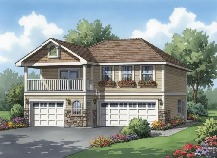 Traditional house plans 40-601 - front exterior, 864 sq ft, 2 bed, 1 bath house plans | Monster House Plans
