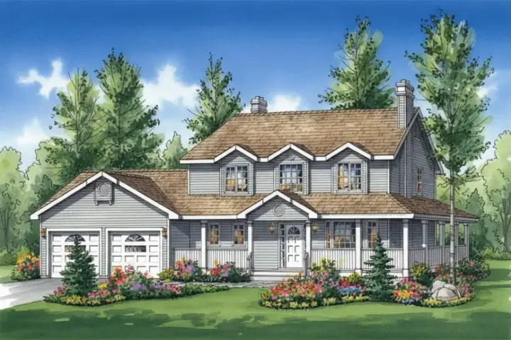 Country house plans 40-608 - front exterior, 1,978 sq ft, 3 bed, 2 bath house plans | Monster House Plans