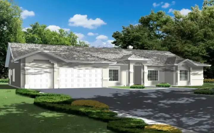 Southwest house plans 41-1003 - front exterior, 2,762 sq ft, 4 bed, 2 bath house plans | Monster House Plans