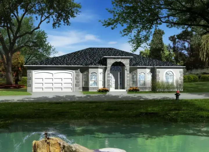 Mediterranean house plans 41-1004 - front exterior, 2,762 sq ft, 4 bed, 3 bath house plans | Monster House Plans