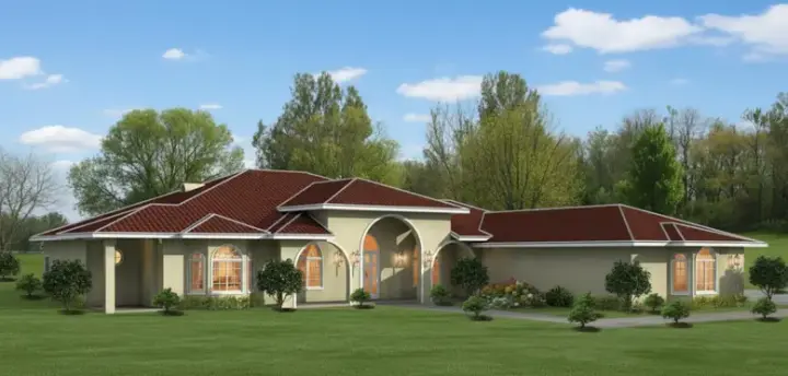 Mediterranean house plans 41-1016 - front exterior, 2,801 sq ft, 4 bed, 3 bath house plans | Monster House Plans