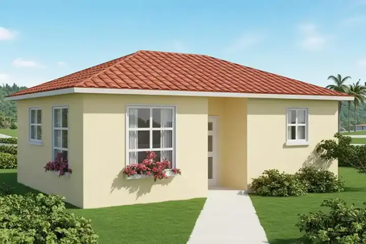 Southwest house plans 41-102 - front exterior, 437 sq ft, 1 bed, 1 bath house plans | Monster House Plans