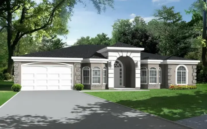 Mediterranean house plans 41-1020 - front exterior, 2,810 sq ft, 4 bed, 3 bath house plans | Monster House Plans