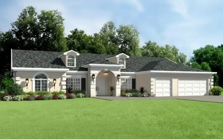 Mediterranean house plans 41-1025 - front exterior, 2,815 sq ft, 4 bed, 2 bath house plans | Monster House Plans