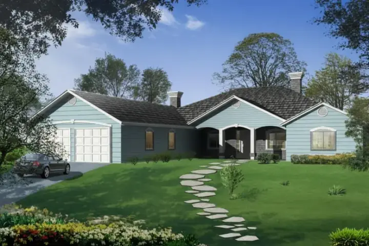 Traditional house plans 41-1056 - front exterior, 2,964 sq ft, 5 bed, 3 bath house plans | Monster House Plans