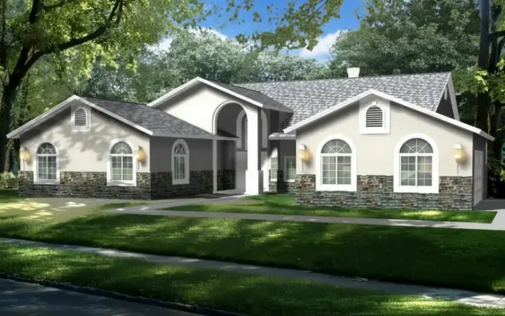Mediterranean house plans 41-1064 - front exterior, 2,970 sq ft, 4 bed, 3 bath house plans | Monster House Plans