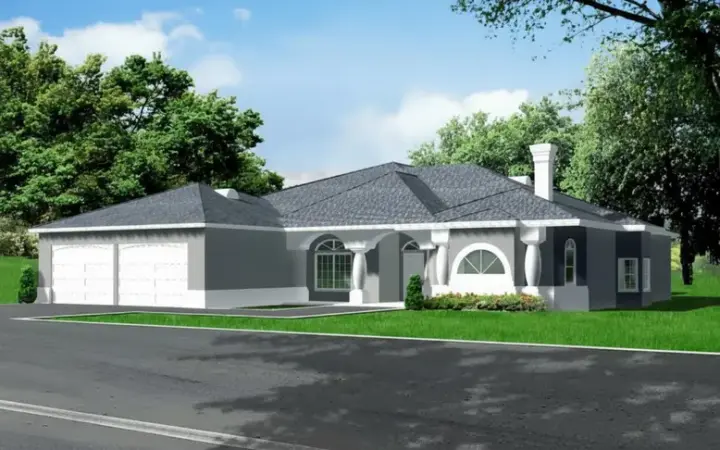 Mediterranean house plans 41-1065 - front exterior, 2,975 sq ft, 3 bed, 2 bath house plans | Monster House Plans