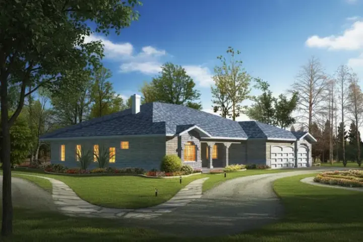 Southwest house plans 41-1066 - front exterior, 2,980 sq ft, 4 bed, 4 bath house plans | Monster House Plans