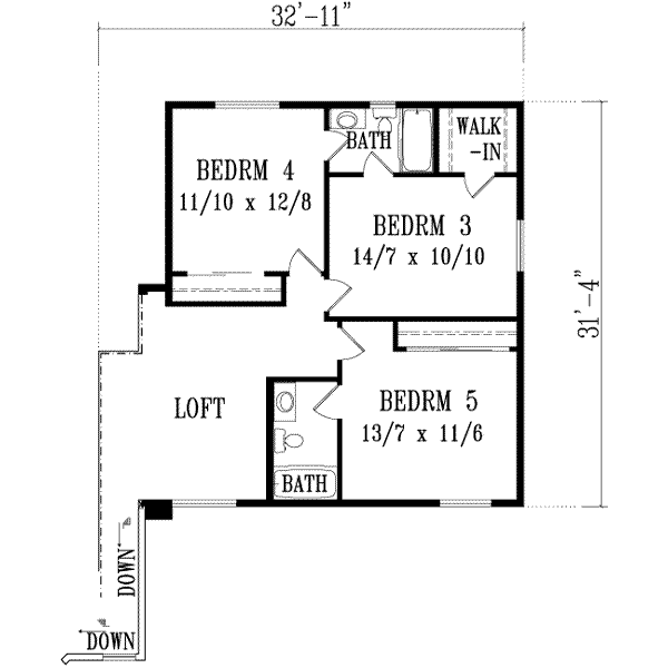 Upper/Second Floor Plan: 41-1069