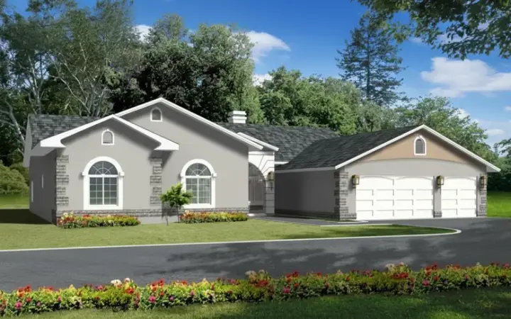 Sunbelt house plans 41-1071 - front exterior, 2,996 sq ft, 4 bed, 2 bath house plans | Monster House Plans
