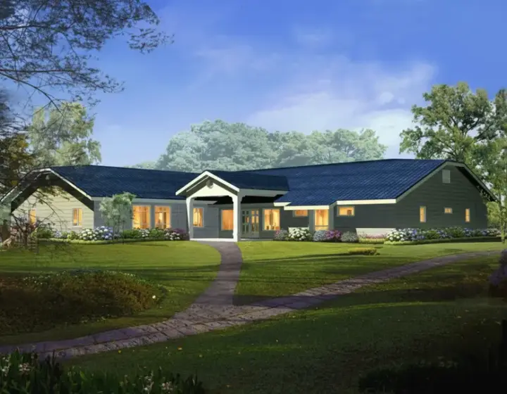 Ranch house plans 41-1077 - front exterior, 3,014 sq ft, 4 bed, 3 bath house plans | Monster House Plans