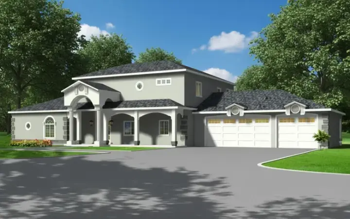 Southwest house plans 41-1078 - front exterior, 3,014 sq ft, 3 bed, 2 bath house plans | Monster House Plans