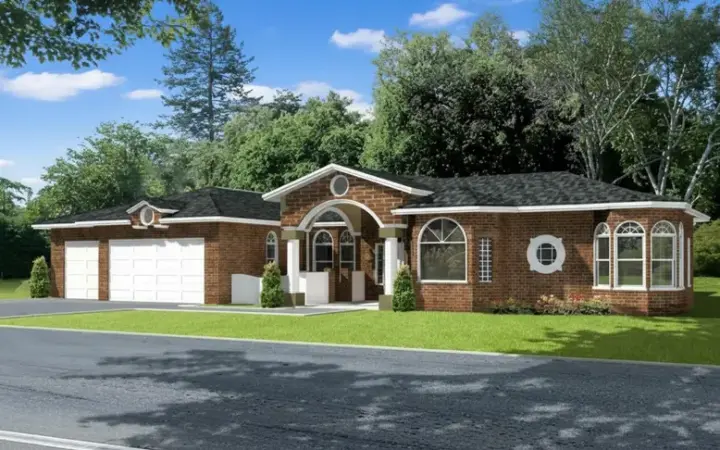 Mediterranean house plans 41-1086 - front exterior, 3,043 sq ft, 4 bed, 3 bath house plans | Monster House Plans
