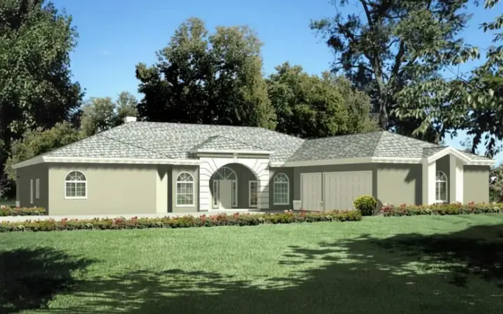 Mediterranean house plans 41-1090 - front exterior, 3,057 sq ft, 3 bed, 2 bath house plans | Monster House Plans