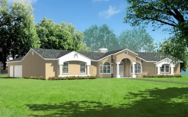 Mediterranean house plans 41-1099 - front exterior, 3,104 sq ft, 4 bed, 3 bath house plans | Monster House Plans