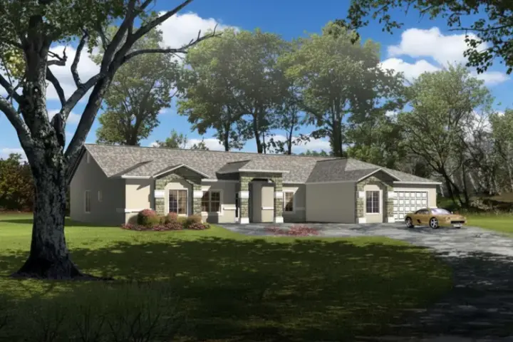 Mediterranean house plans 41-1102 - front exterior, 3,111 sq ft, 4 bed, 2 bath house plans | Monster House Plans