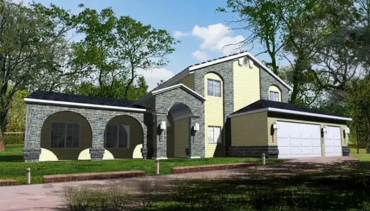 Mediterranean house plans 41-1105 - front exterior, 3,134 sq ft, 4 bed, 3 bath house plans | Monster House Plans