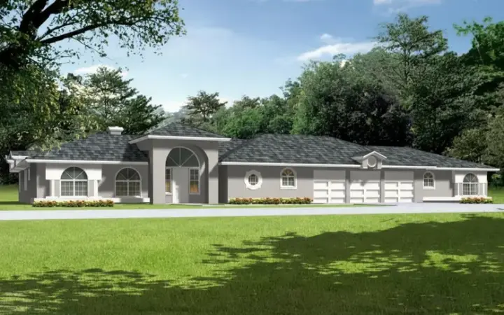 Mediterranean house plans 41-1115 - front exterior, 3,176 sq ft, 5 bed, 4 bath house plans | Monster House Plans