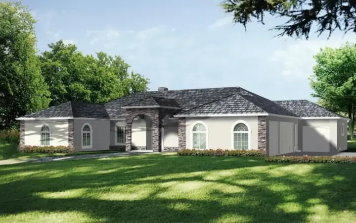 Mediterranean house plans 41-1117 - front exterior, 3,186 sq ft, 4 bed, 4 bath house plans | Monster House Plans