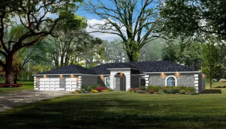 Mediterranean house plans 41-1120 - front exterior, 3,193 sq ft, 4 bed, 4 bath house plans | Monster House Plans