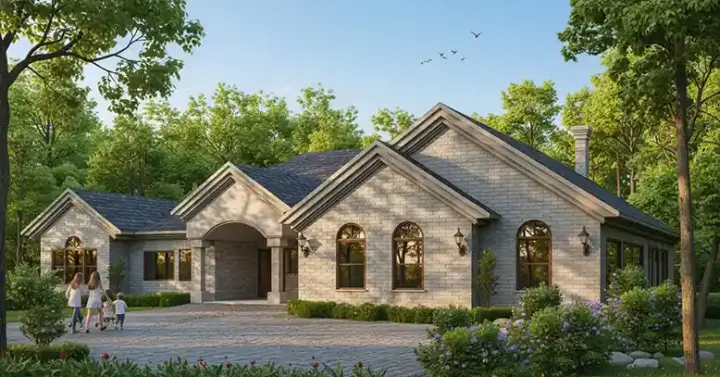 Mediterranean house plans 41-1136 - front exterior, 3,300 sq ft, 4 bed, 3 bath house plans | Monster House Plans