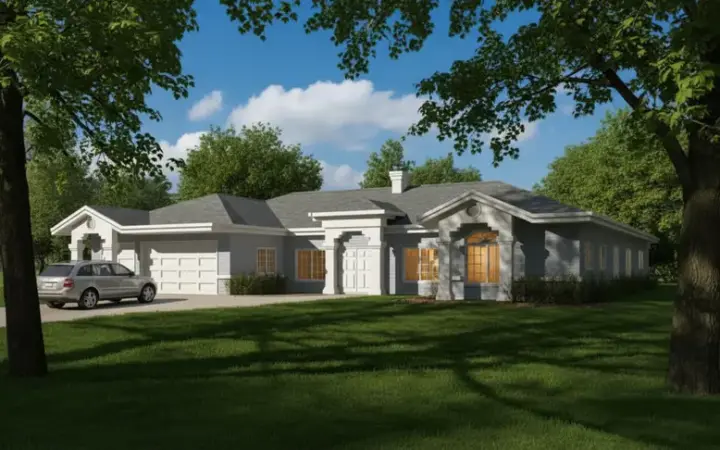 Southwest house plans 41-1137 - front exterior, 3,300 sq ft, 4 bed, 3 bath house plans | Monster House Plans
