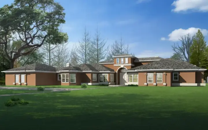 Mediterranean house plans 41-1145 - front exterior, 3,382 sq ft, 5 bed, 3 bath house plans | Monster House Plans