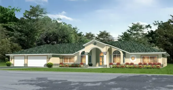 Mediterranean house plans 41-1148 - front exterior, 3,400 sq ft, 4 bed, 4 bath house plans | Monster House Plans
